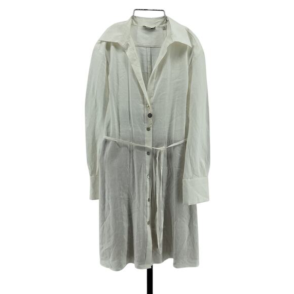 Vince Belted White Linen-Blend Mini Shirt Dress Size S - NWT - Picture 1 of 5